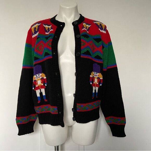 Croft & Barrow classic vintage Nutcracker Christmas ugly sweater cardigan - Picture 3 of 14